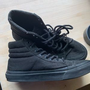 vans, all black high tops
